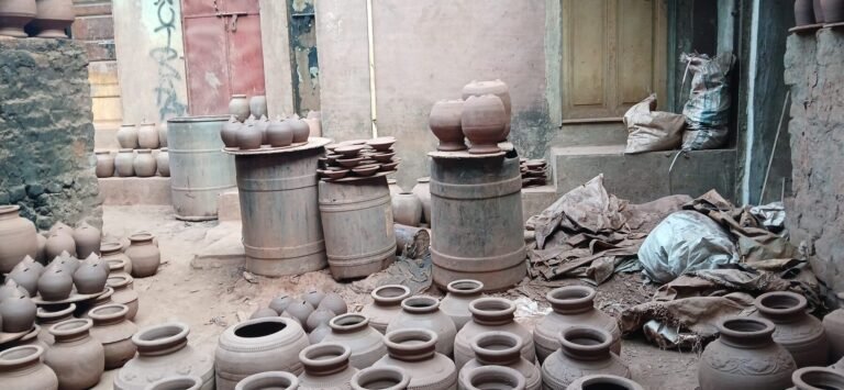 A potter at the wheel in Dharavi