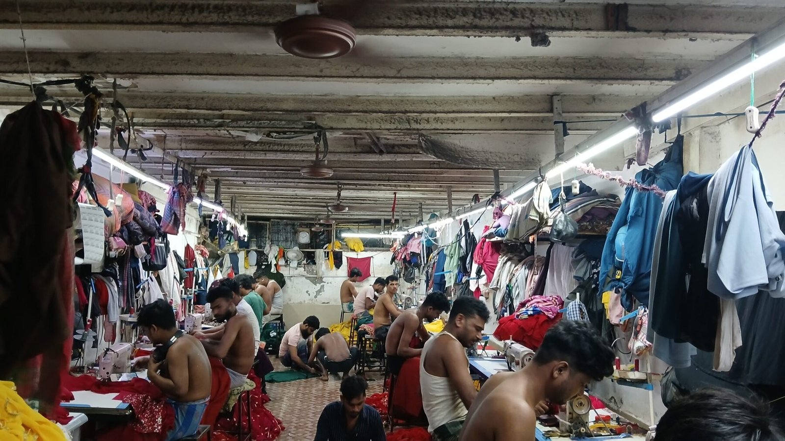 A garment workshop in Dharavi, Mumbai