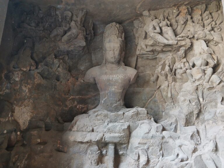 gigantic Rock cut sculpture in elephanta caves - Mumbai Experiences