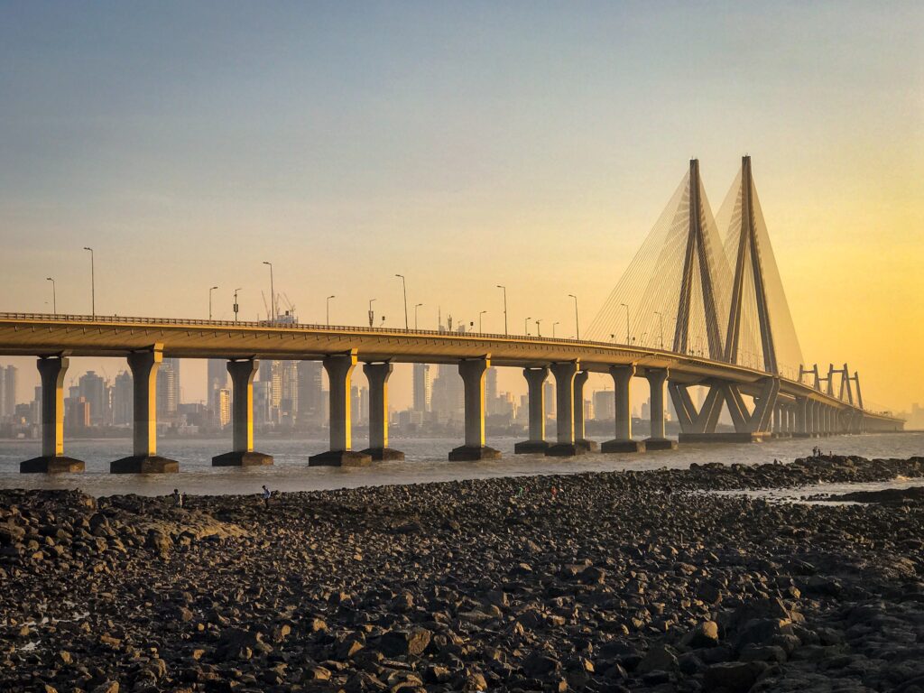 Bandra-Worli Sea Link stretching across the sea in Mumbai