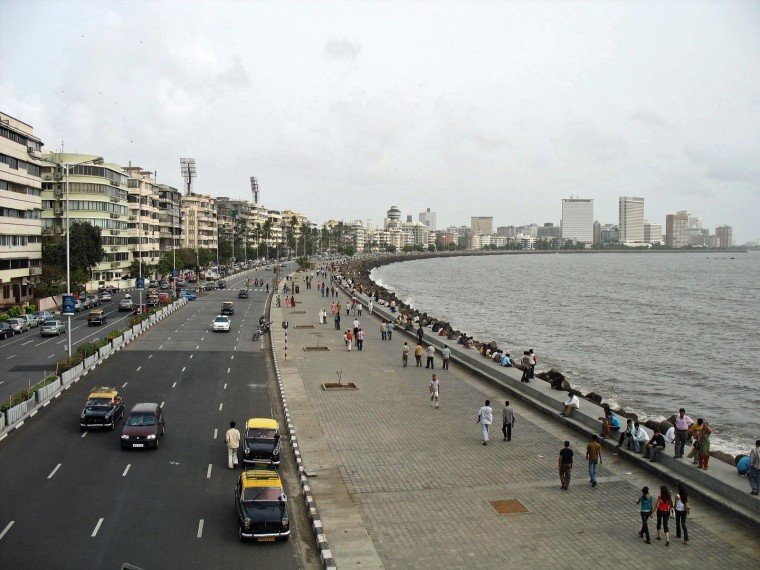 Marine Drive, the Queen’s Necklace, lit up at night in Mumbai